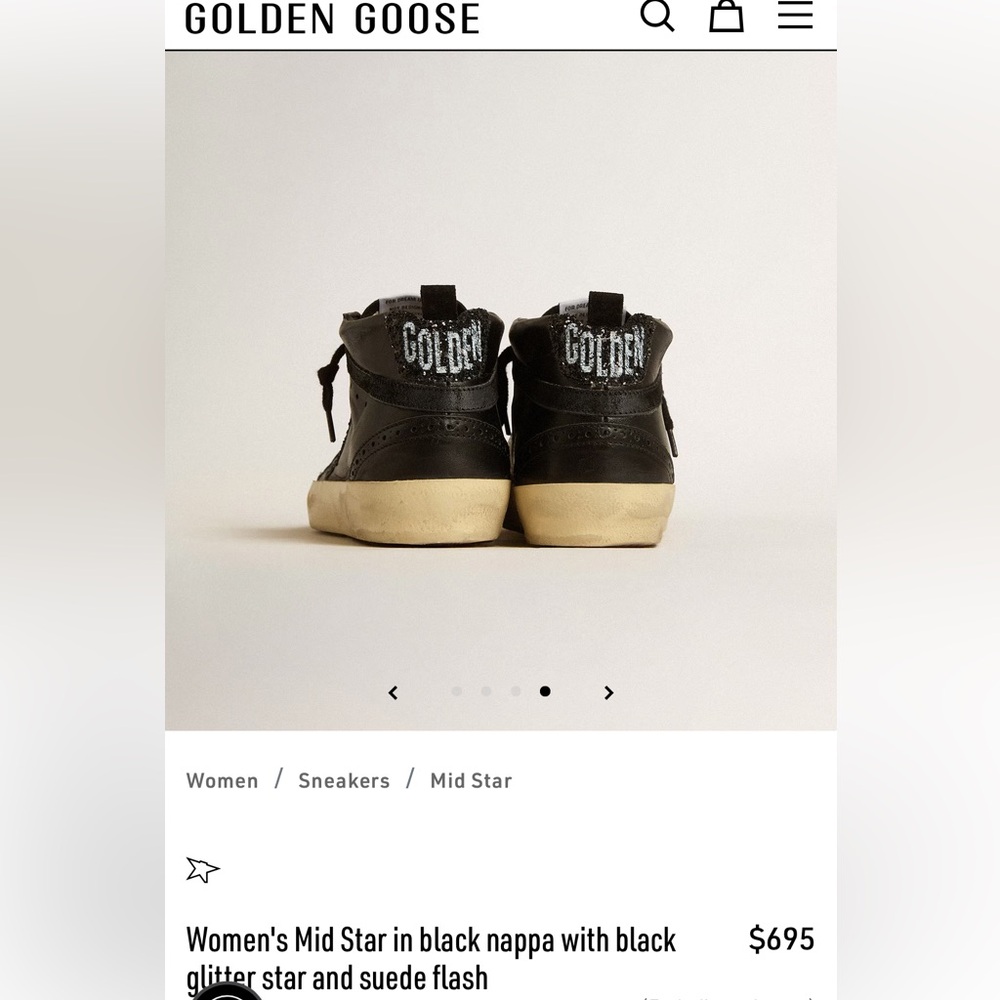 GOLDEN GOOSE
Women'Mid Star in black Zappa with black glitter star Sz 40 
$695 - Picture 3 of 17